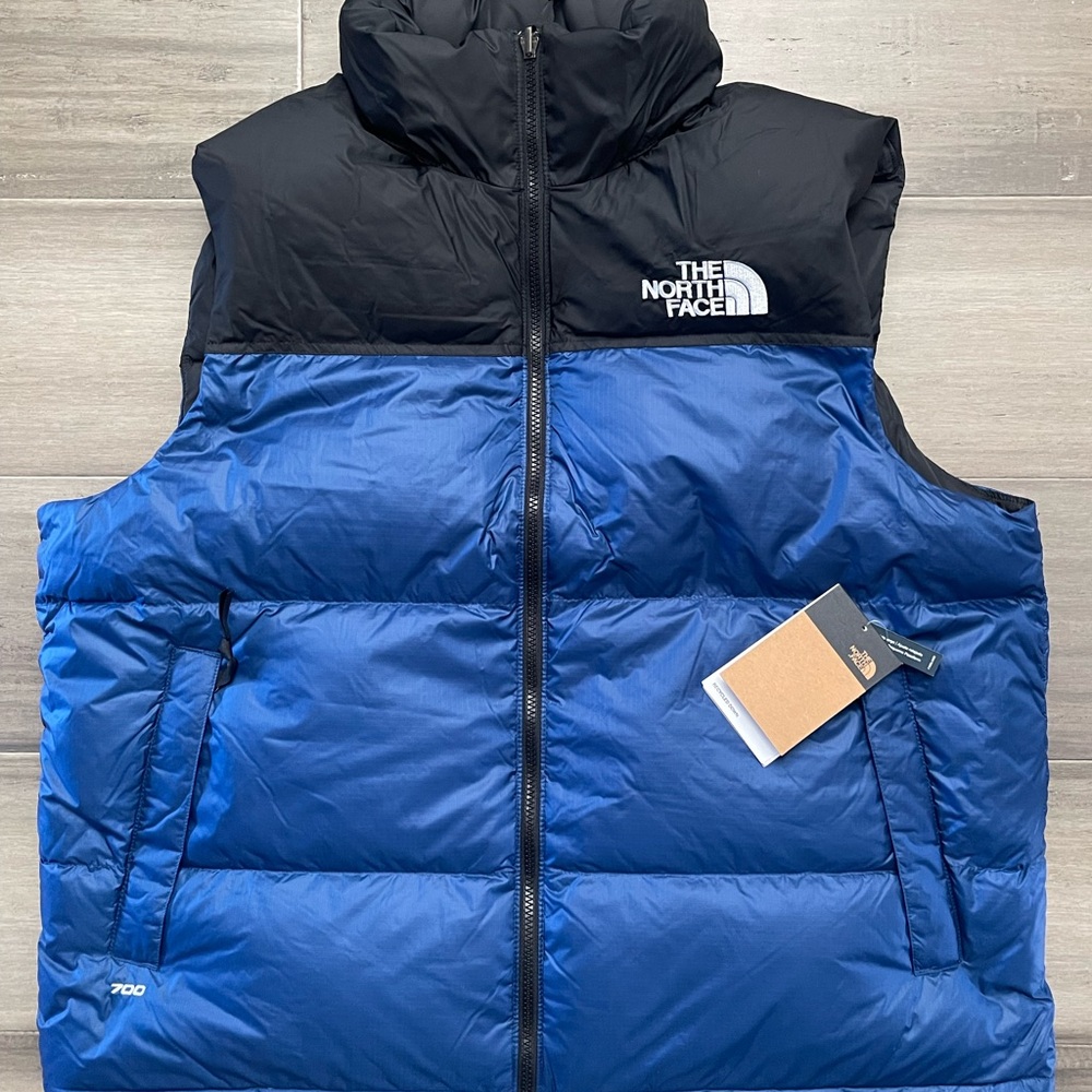 NEW THE NORTH FACE MENS 1996 RETRO NUPTSE 700 VEST PUFFER BLACK/ESTATE BLUE XL